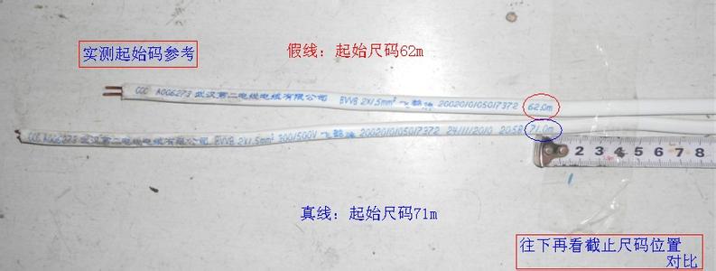 武汉二厂真假飞鹤电线对比